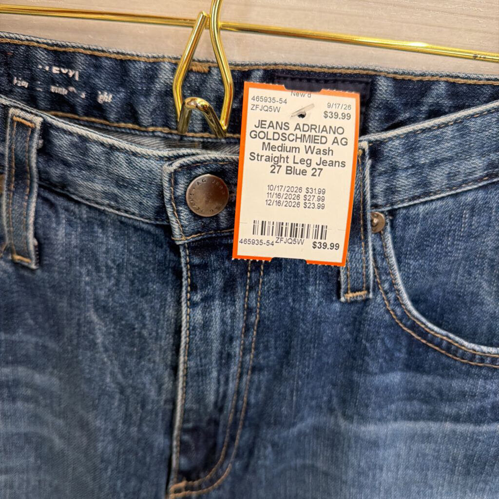 AG Medium Wash Straight Leg Jeans 27