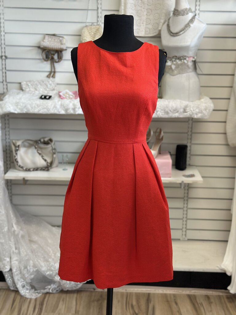 INA Red Sleeveless Bow Back Short Formal Dress Medium