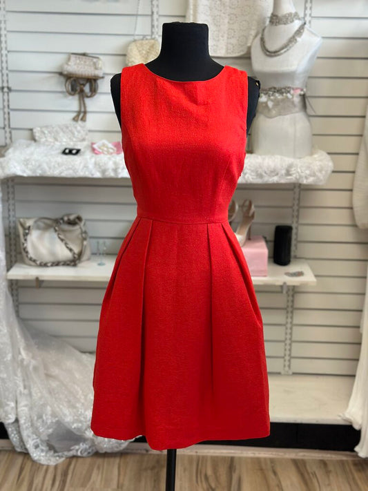 INA Red Sleeveless Bow Back Short Formal Dress Medium