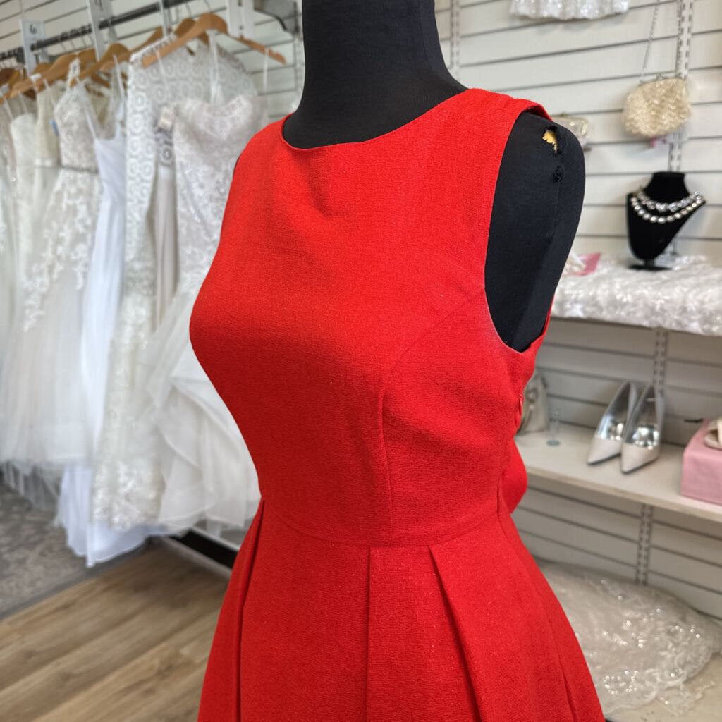 INA Red Sleeveless Bow Back Short Formal Dress Medium
