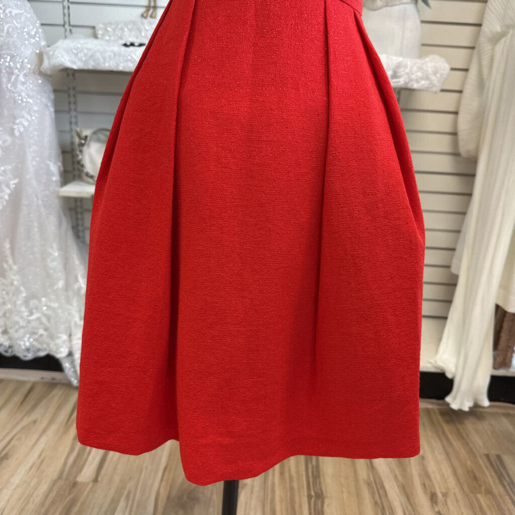 INA Red Sleeveless Bow Back Short Formal Dress Medium