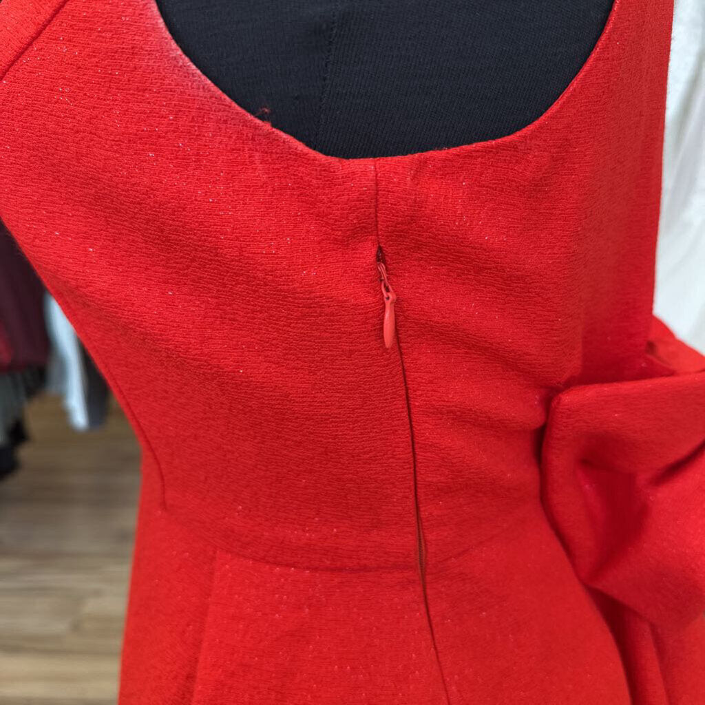 INA Red Sleeveless Bow Back Short Formal Dress Medium