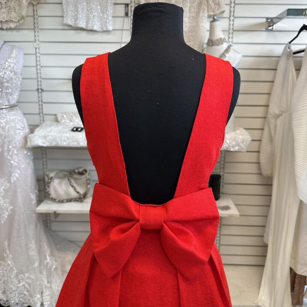 INA Red Sleeveless Bow Back Short Formal Dress Medium