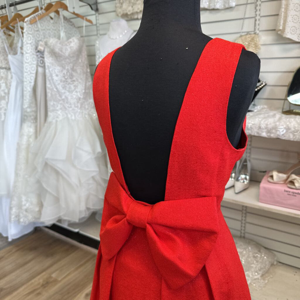 INA Red Sleeveless Bow Back Short Formal Dress Medium