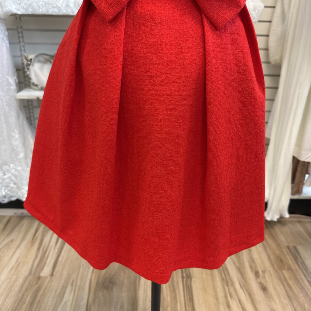 INA Red Sleeveless Bow Back Short Formal Dress Medium