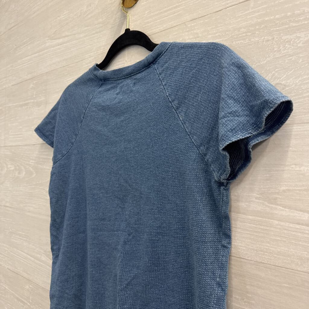 Madewell Blue Dot Print Short Sleeve Top Extra Small