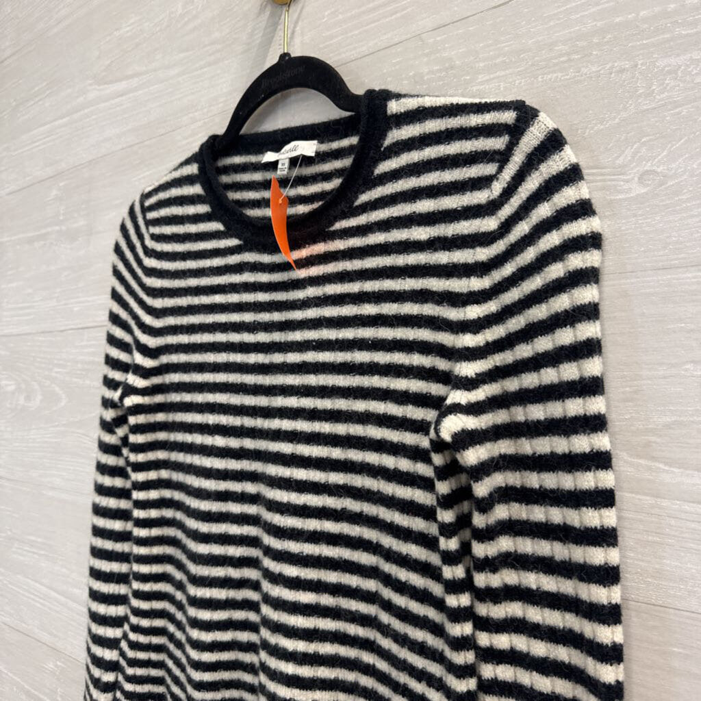 Madewell White/ Black Striped Knit Long Sleeve Sweater Top Extra Small