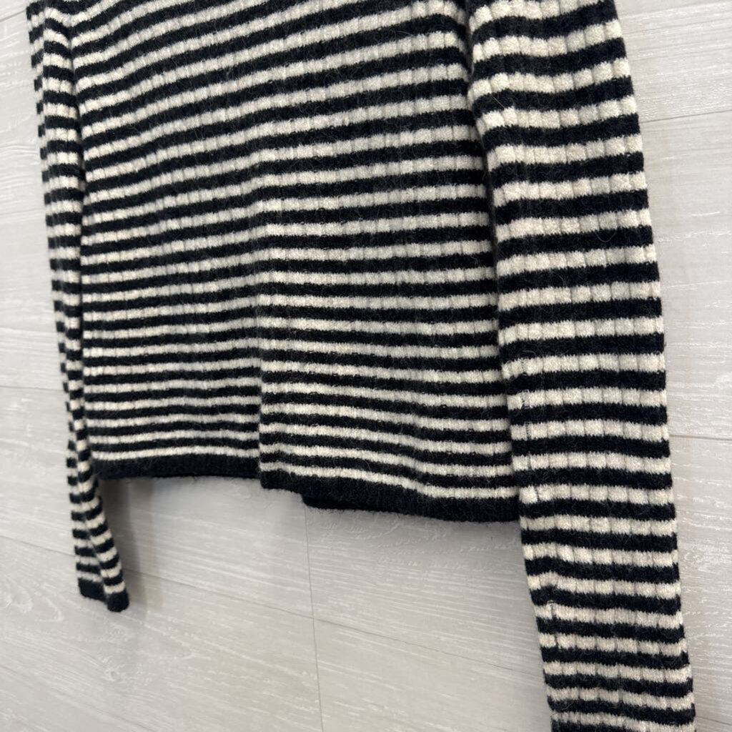 Madewell White/ Black Striped Knit Long Sleeve Sweater Top Extra Small