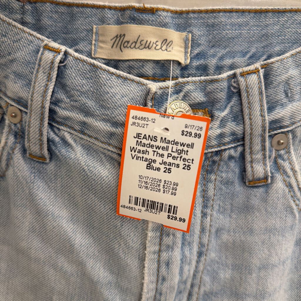 Madewell Light Wash The Perfect Vintage Jeans 25