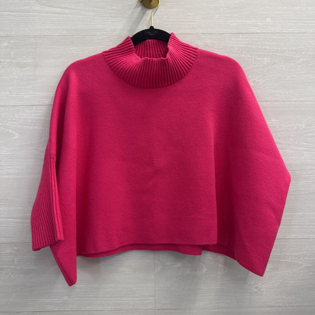 Kerisma Pink Knit Cropped Mock Neck Boxy Sweater One Size
