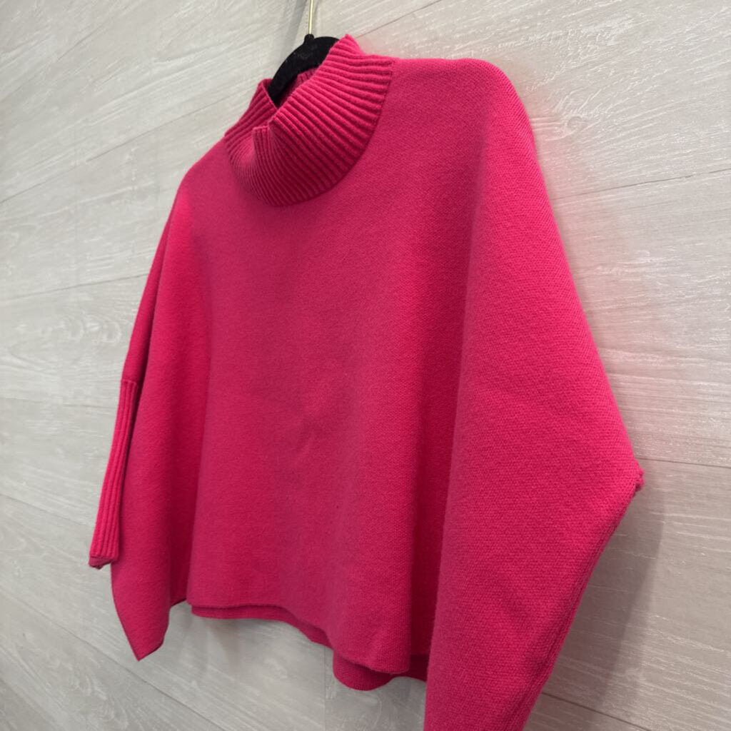 Kerisma Pink Knit Cropped Mock Neck Boxy Sweater One Size