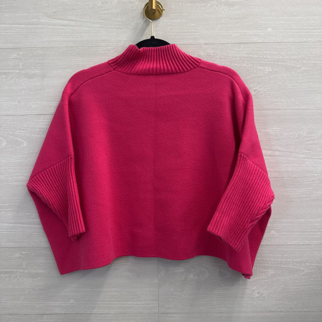 Kerisma Pink Knit Cropped Mock Neck Boxy Sweater One Size
