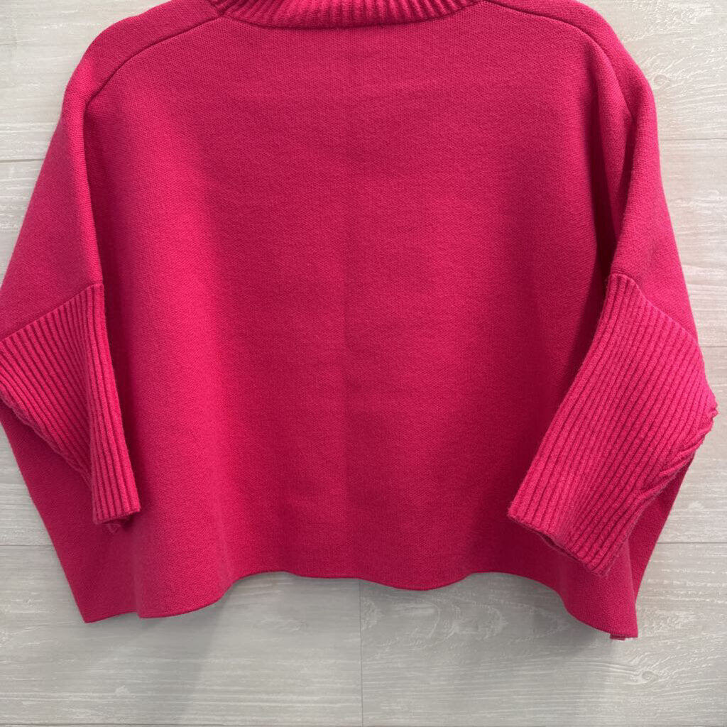 Kerisma Pink Knit Cropped Mock Neck Boxy Sweater One Size