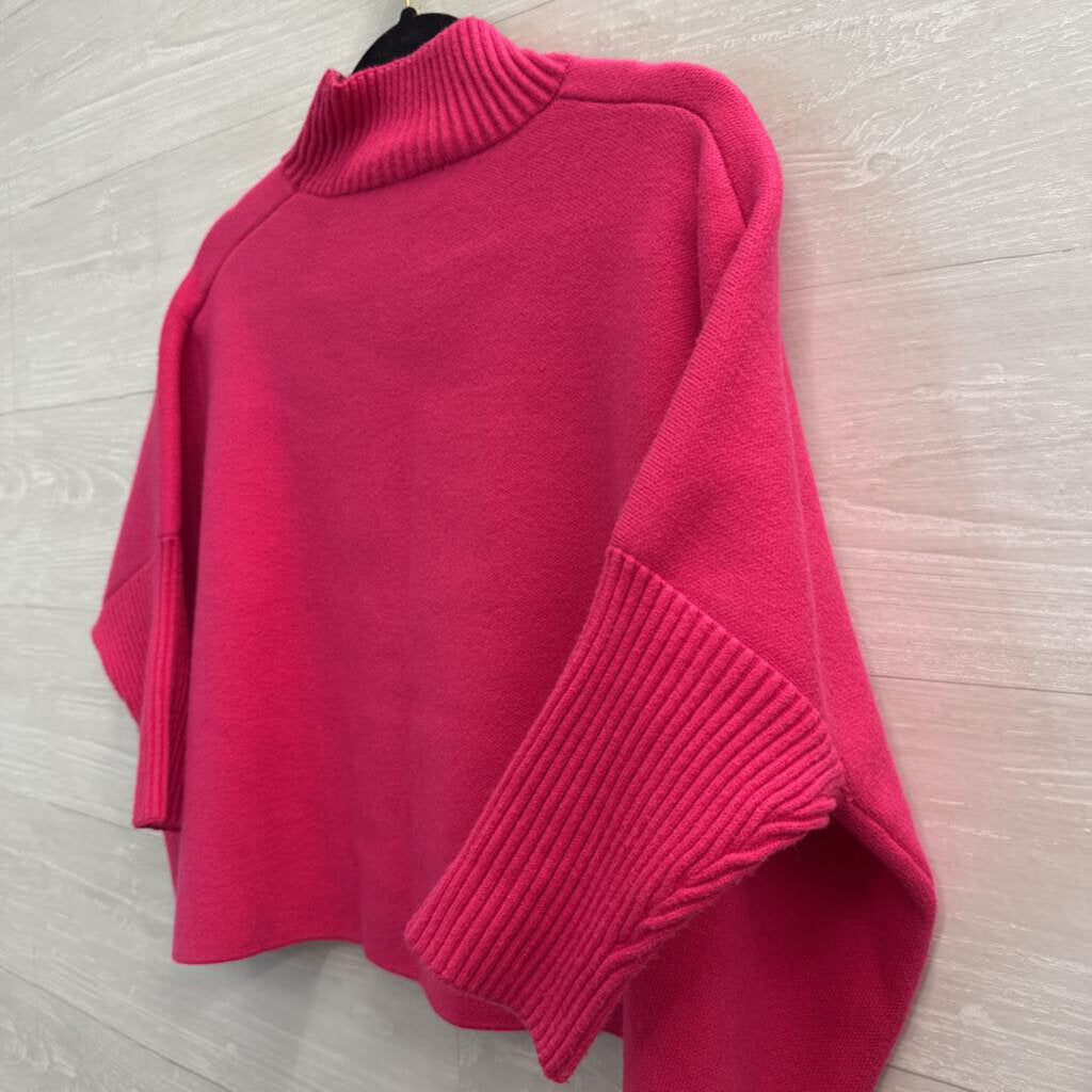 Kerisma Pink Knit Cropped Mock Neck Boxy Sweater One Size