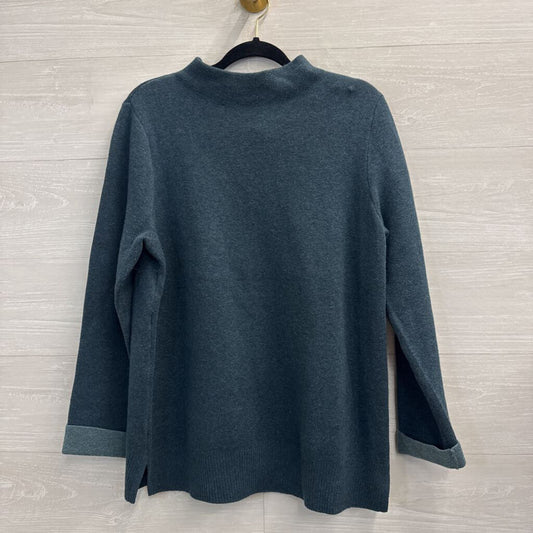 J Jill Teal Knit Mock Neck Sweater Medium