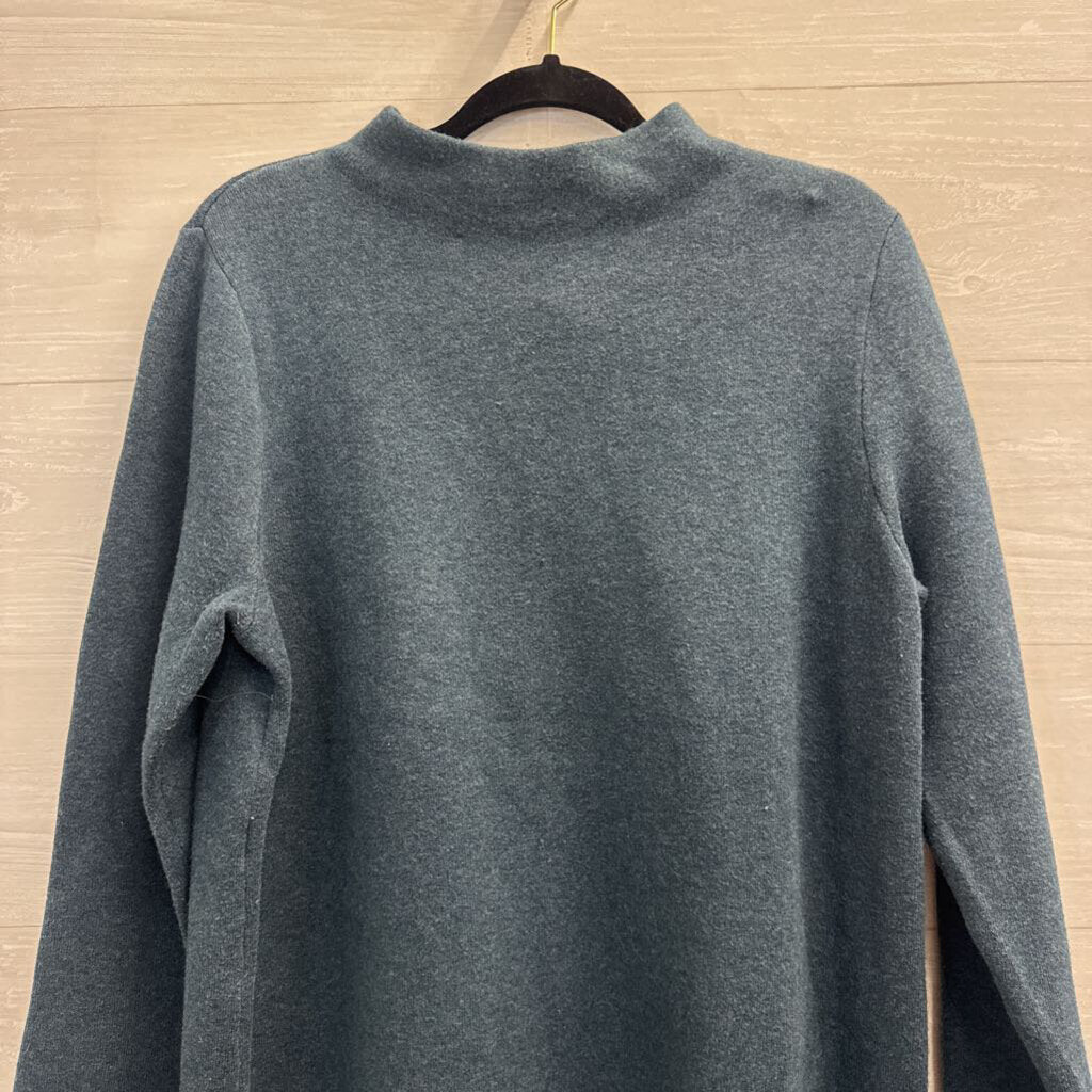 J Jill Teal Knit Mock Neck Sweater Medium