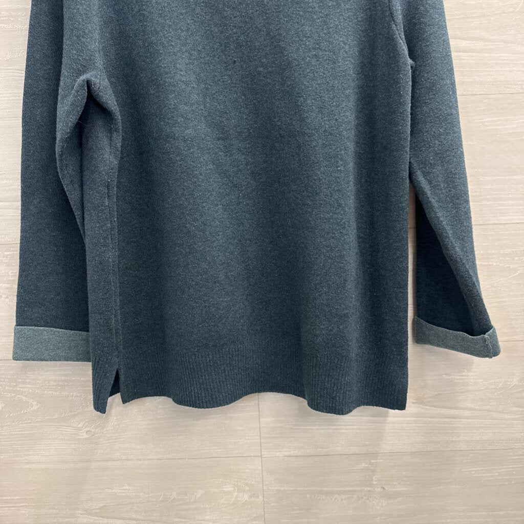J Jill Teal Knit Mock Neck Sweater Medium