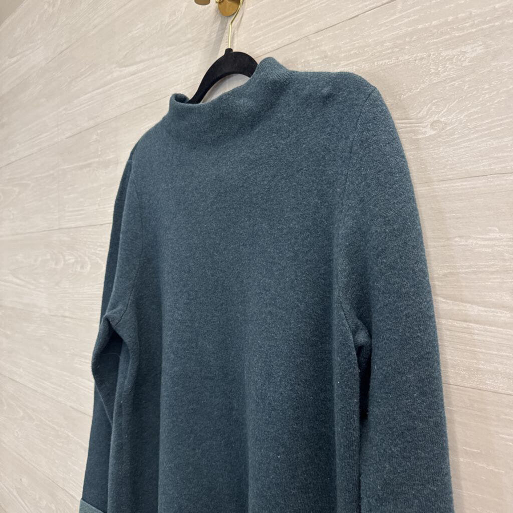 J Jill Teal Knit Mock Neck Sweater Medium