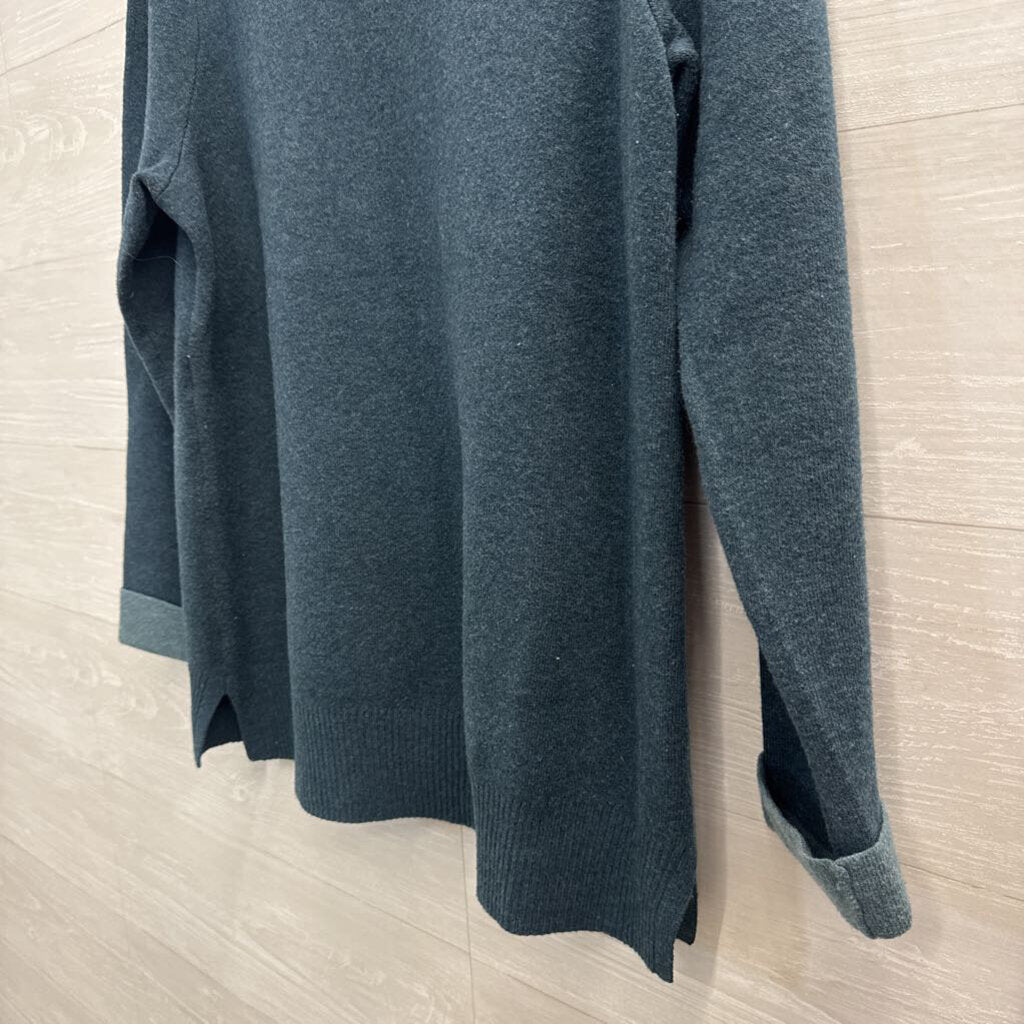 J Jill Teal Knit Mock Neck Sweater Medium