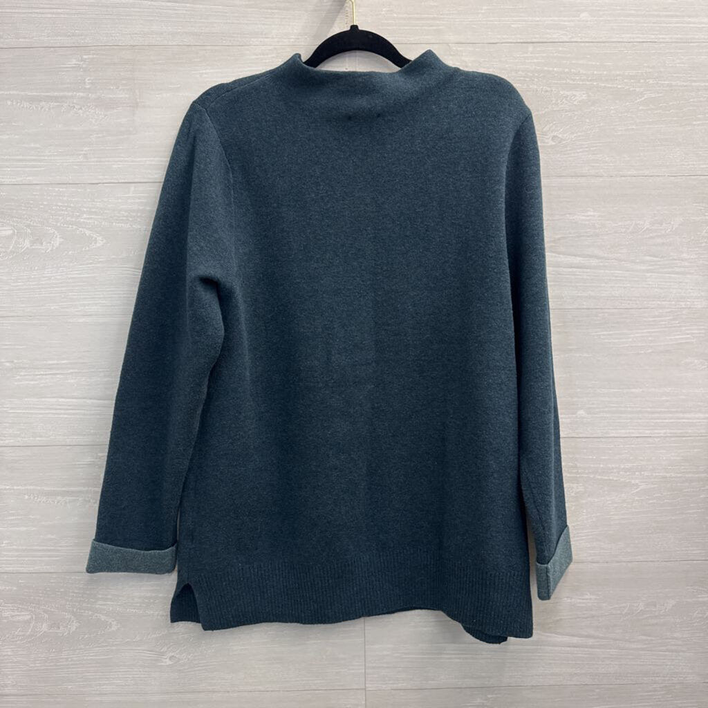 J Jill Teal Knit Mock Neck Sweater Medium