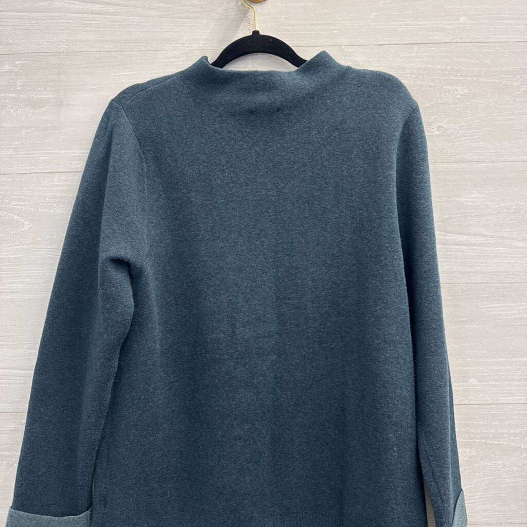 J Jill Teal Knit Mock Neck Sweater Medium