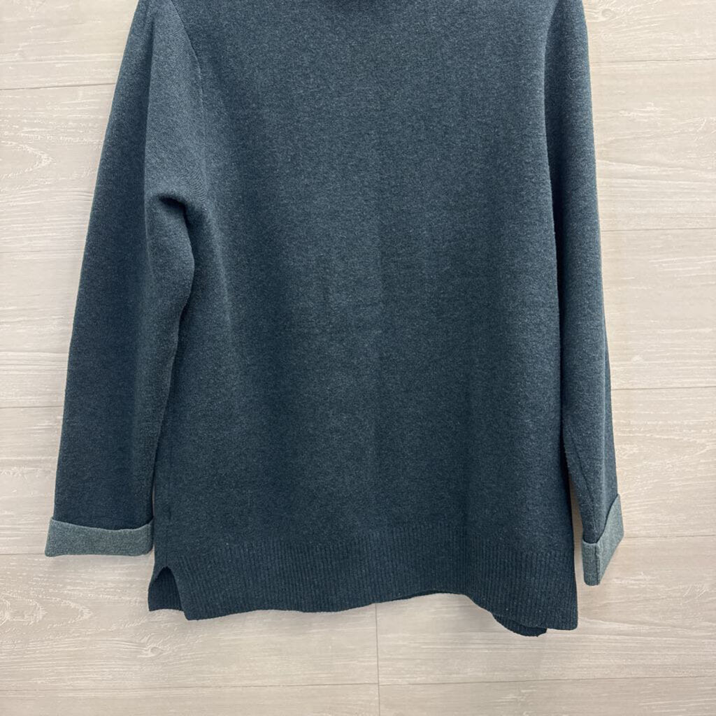 J Jill Teal Knit Mock Neck Sweater Medium