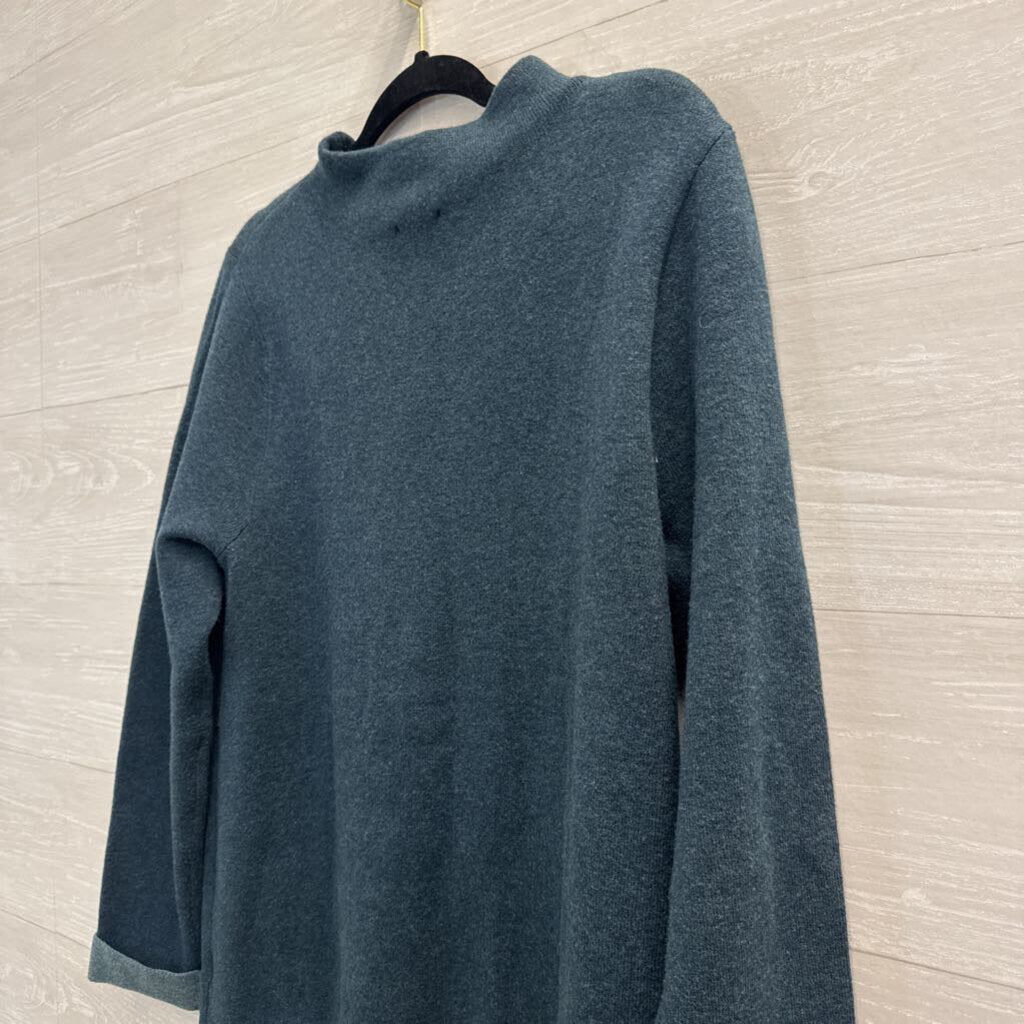 J Jill Teal Knit Mock Neck Sweater Medium