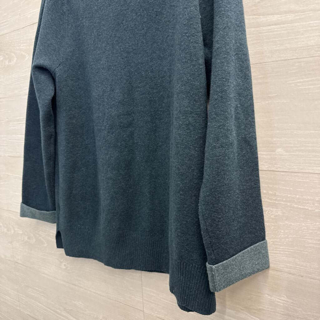 J Jill Teal Knit Mock Neck Sweater Medium