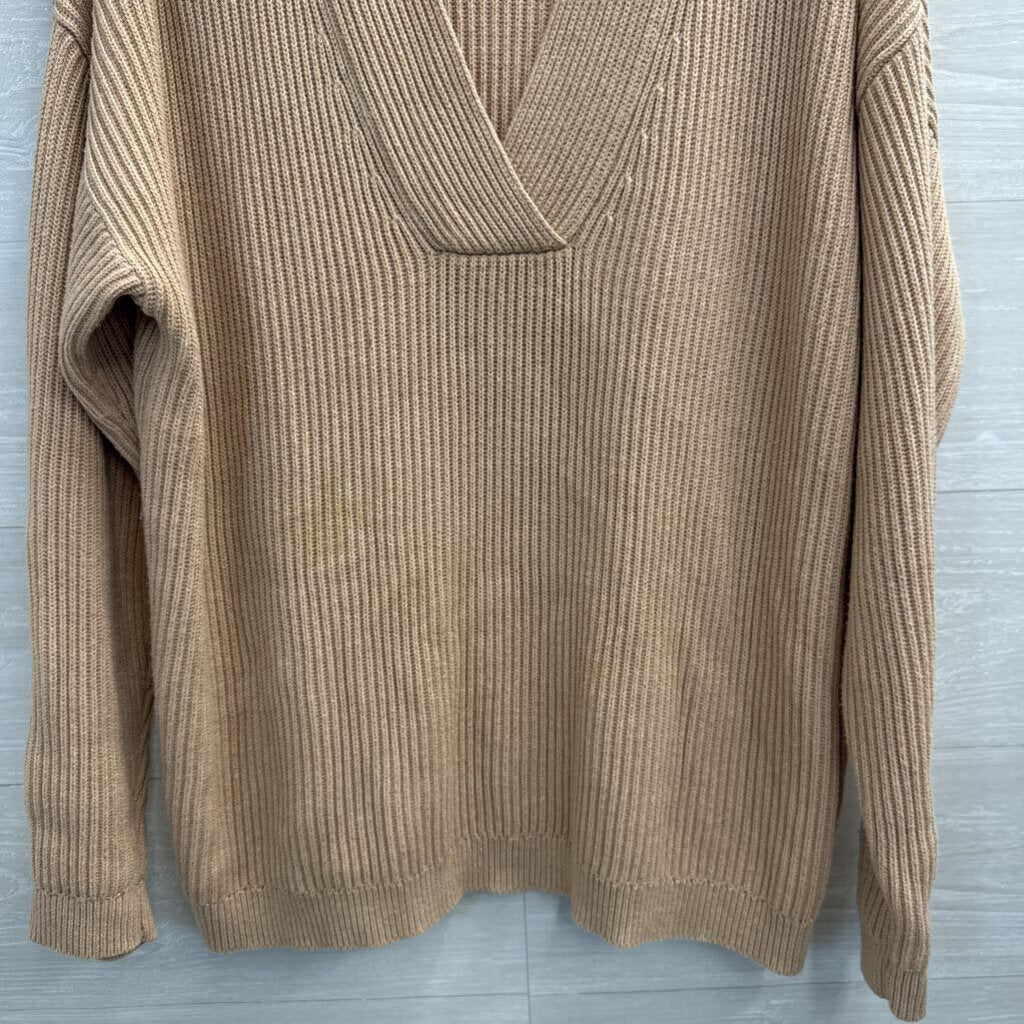 Haven Well Within Brown Knit V Neck Sweater Top Extra Large