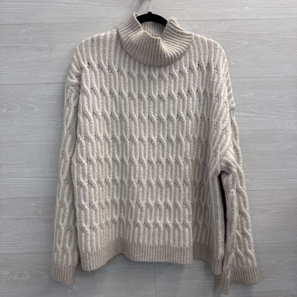 Haven Well Within Beige/ Cream Knit Turtleneck Sweater Extra Large