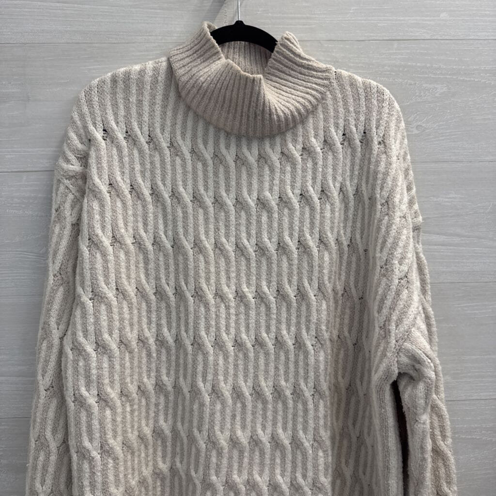 Haven Well Within Beige/ Cream Knit Turtleneck Sweater Extra Large
