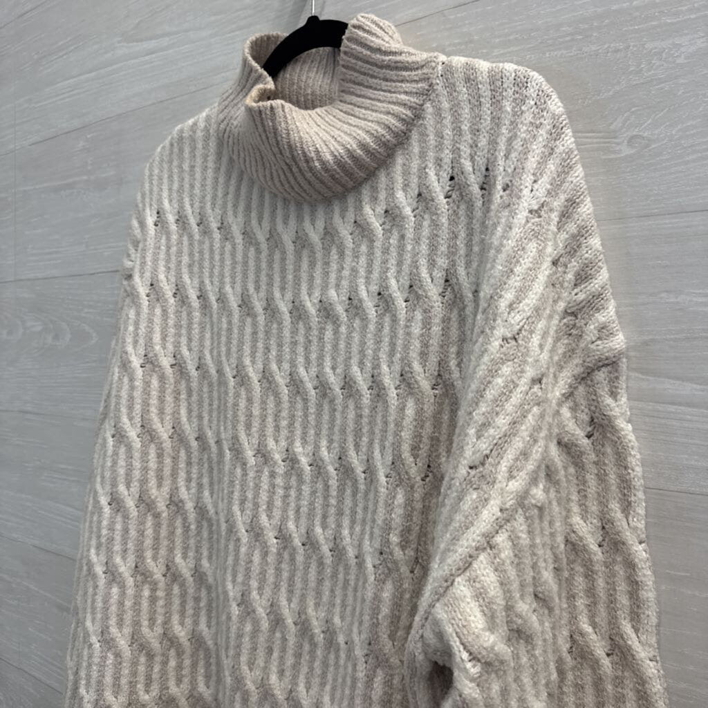 Haven Well Within Beige/ Cream Knit Turtleneck Sweater Extra Large