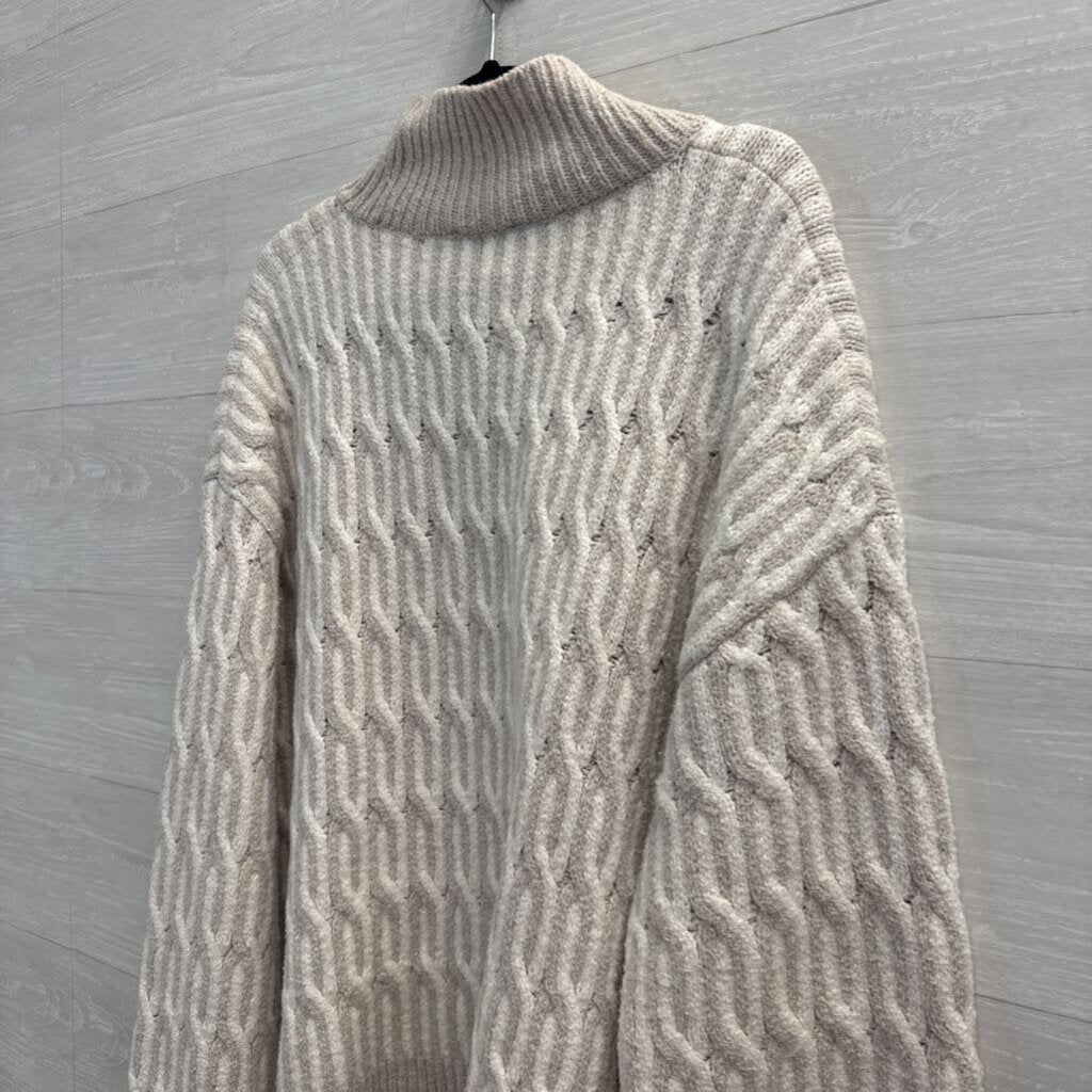 Haven Well Within Beige/ Cream Knit Turtleneck Sweater Extra Large