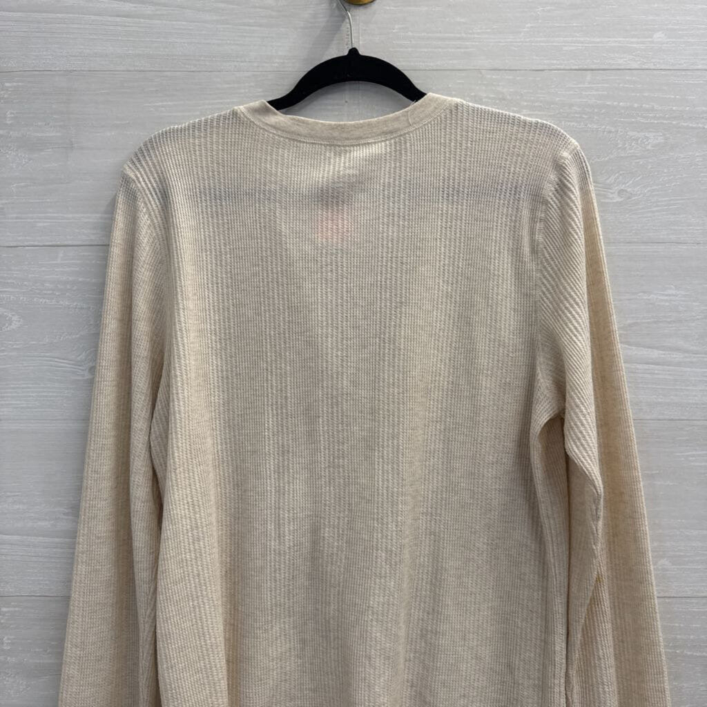 Aerie Beige Textured Long Sleeve Henley Top Extra Large