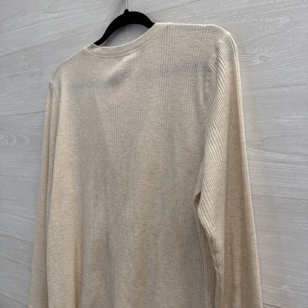Aerie Beige Textured Long Sleeve Henley Top Extra Large