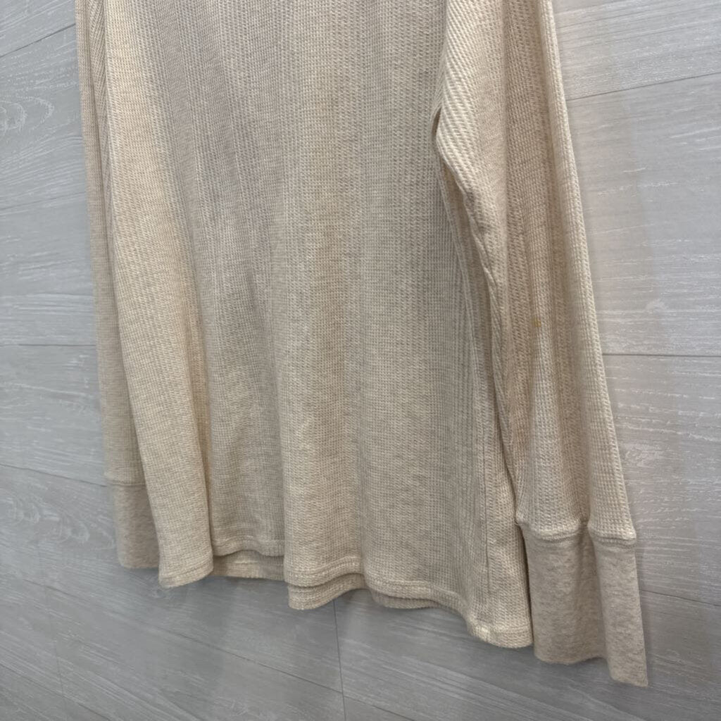 Aerie Beige Textured Long Sleeve Henley Top Extra Large