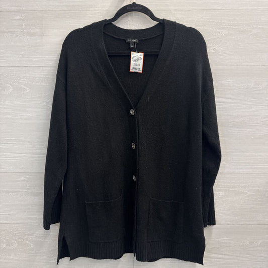 Talbots Black Knit Rhinestone Button Cardigan Sweater Large