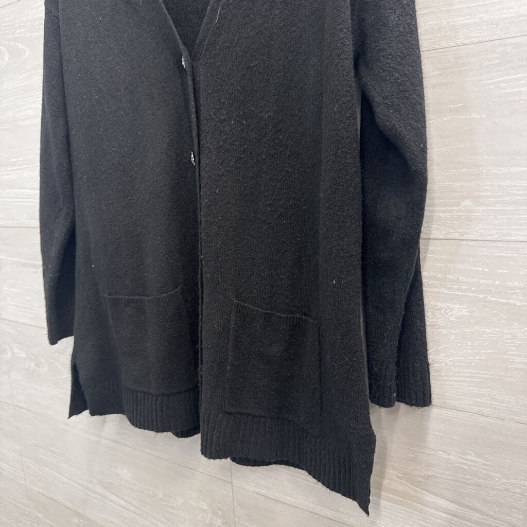 Talbots Black Knit Rhinestone Button Cardigan Sweater Large