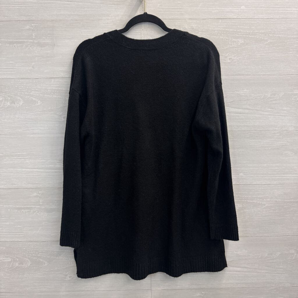 Talbots Black Knit Rhinestone Button Cardigan Sweater Large