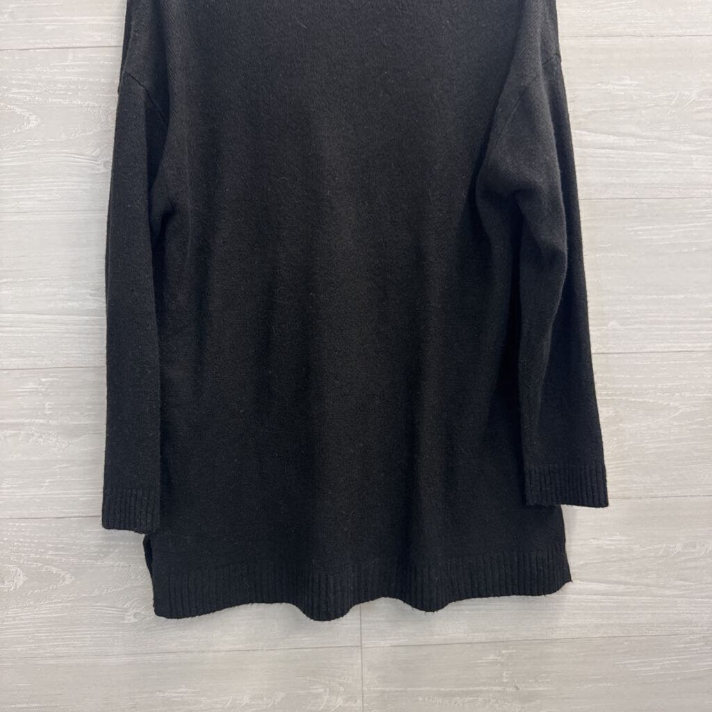 Talbots Black Knit Rhinestone Button Cardigan Sweater Large