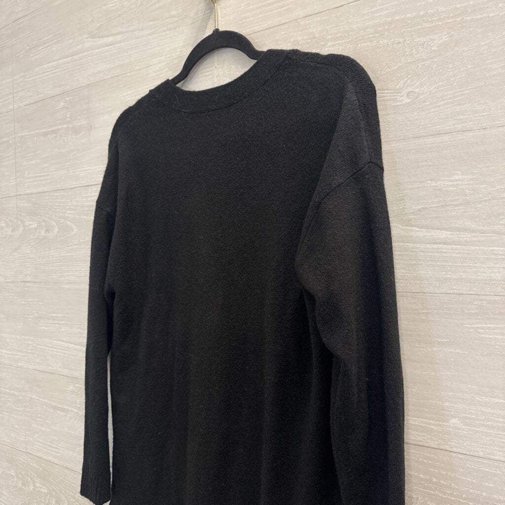 Talbots Black Knit Rhinestone Button Cardigan Sweater Large