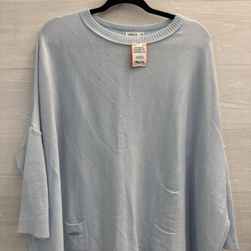 Mersea Blue Knit Long Sleeve Top One Size