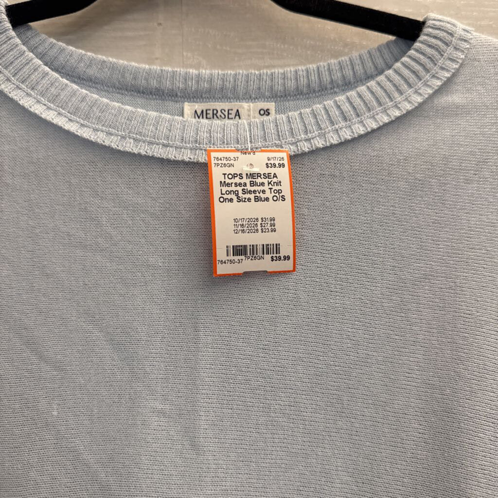 Mersea Blue Knit Long Sleeve Top One Size