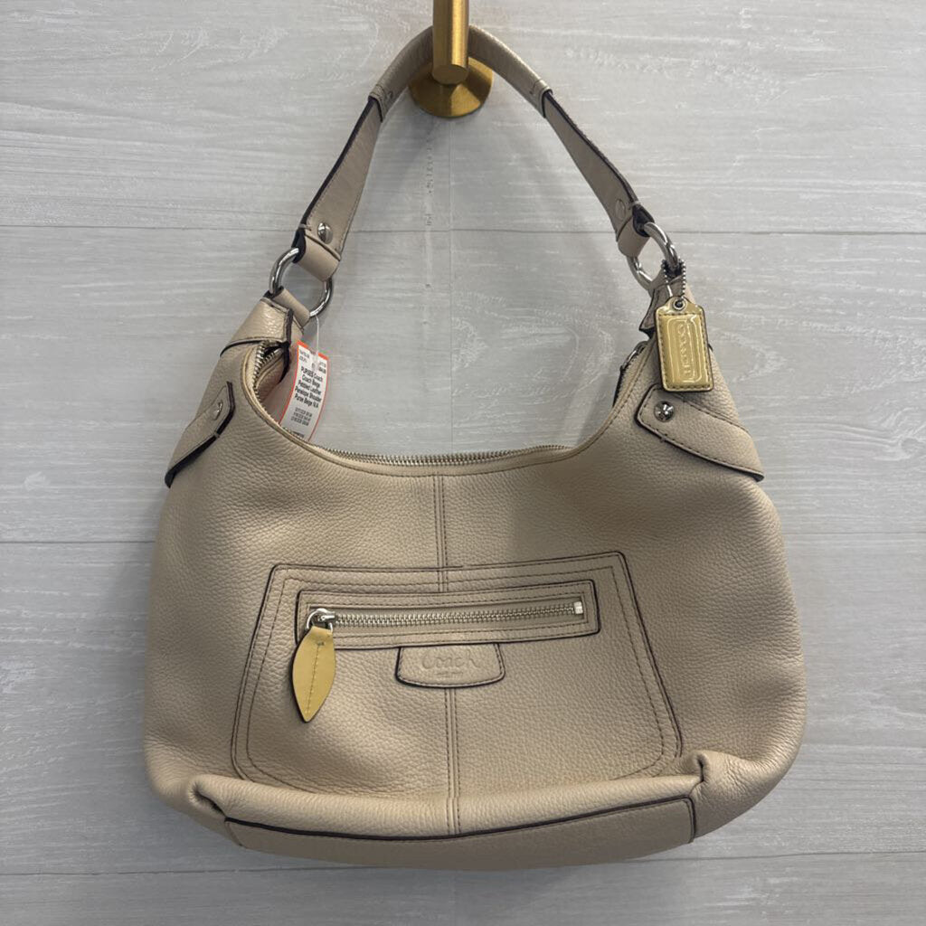 Coach Beige Pebbled Leather Penelope Shoulder Purse