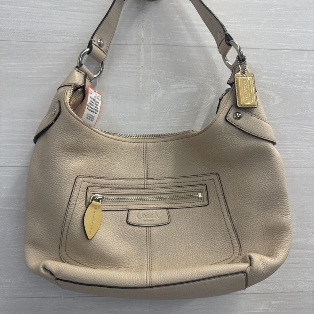 Coach Beige Pebbled Leather Penelope Shoulder Purse