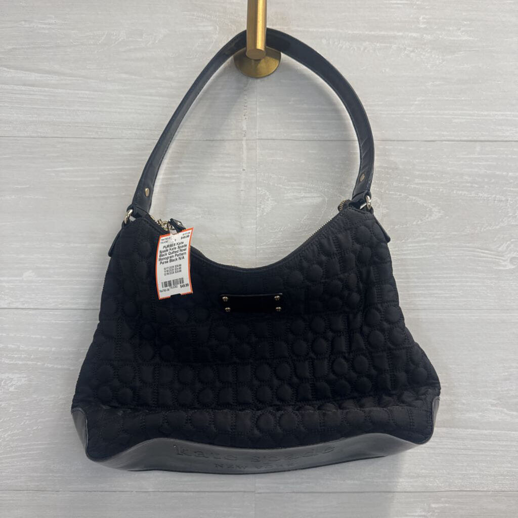 Kate Spade Black Quilted Noel Monogram Pattern Purse
