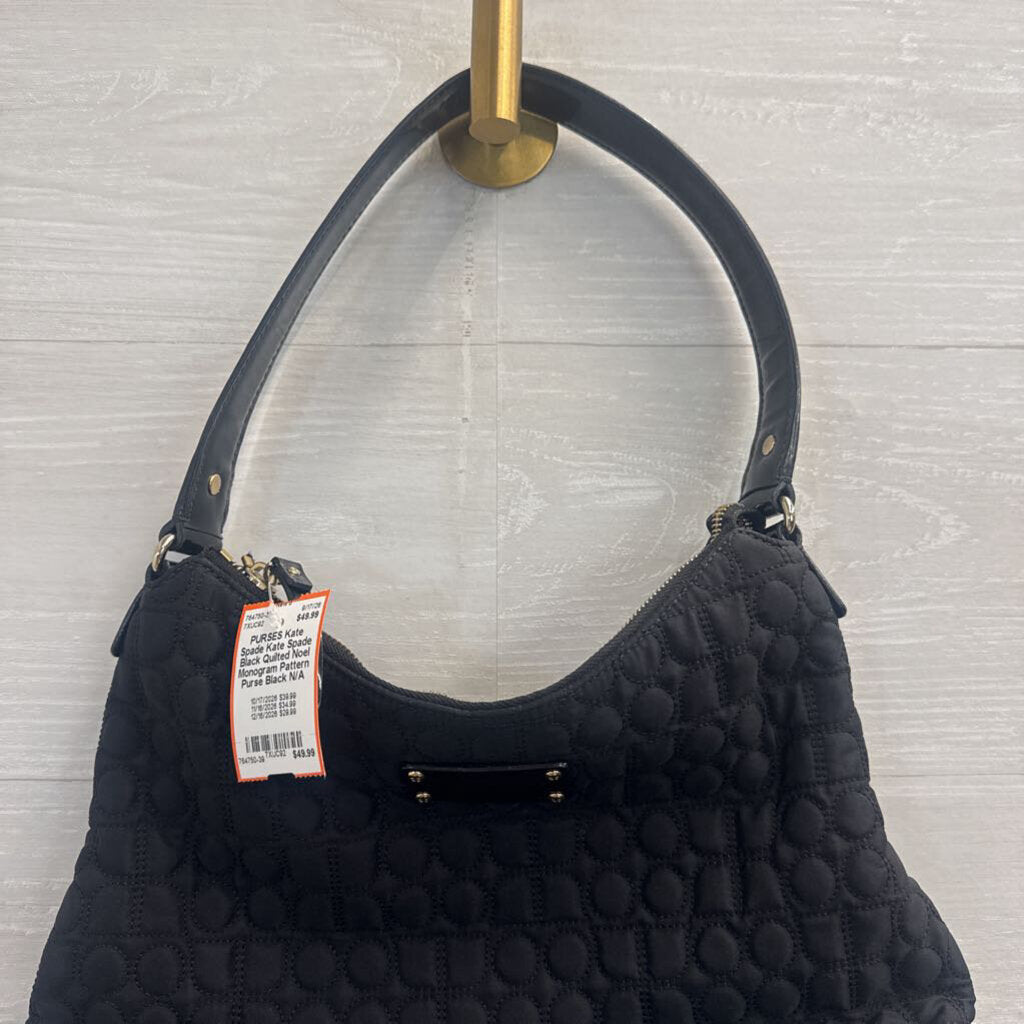 Kate Spade Black Quilted Noel Monogram Pattern Purse