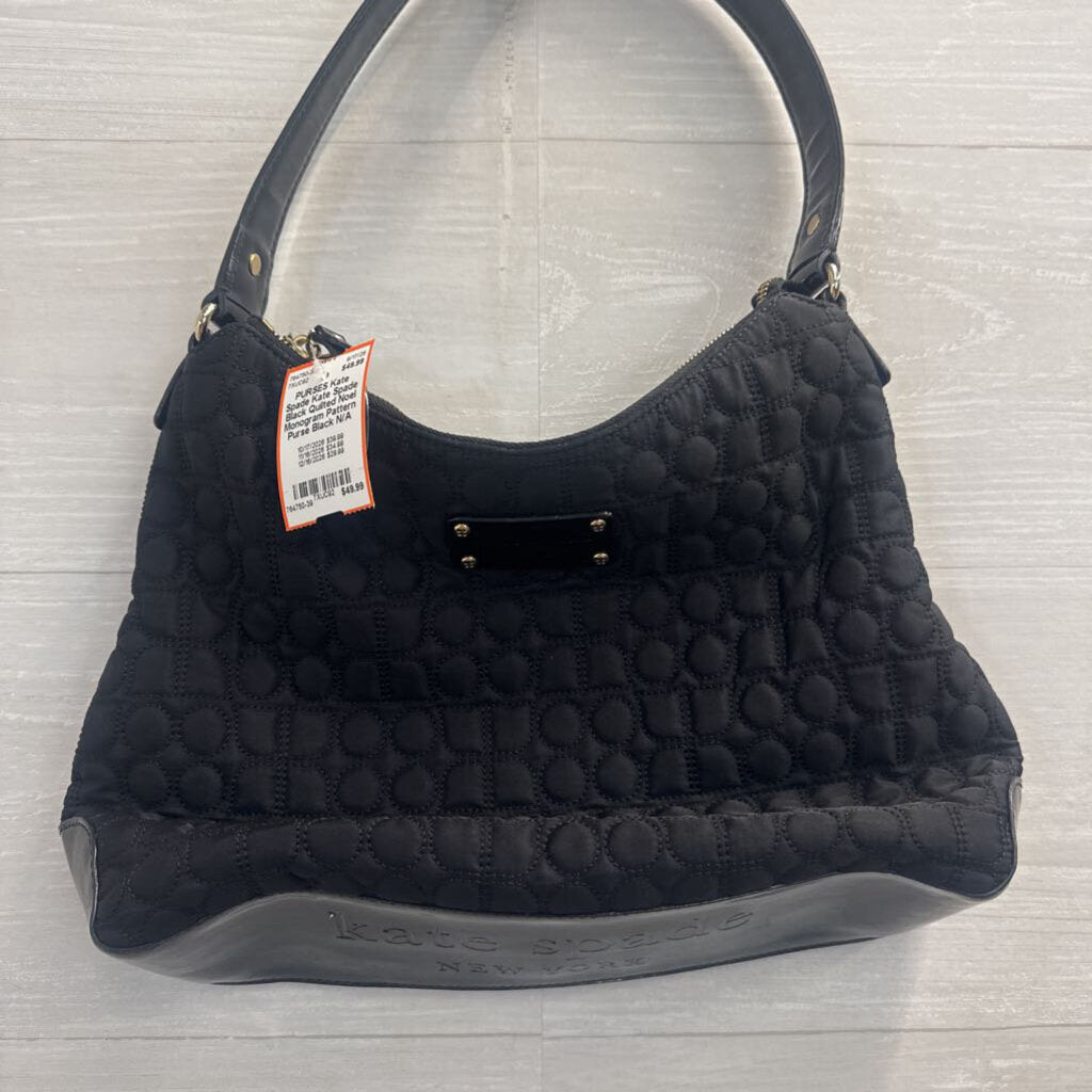 Kate Spade Black Quilted Noel Monogram Pattern Purse