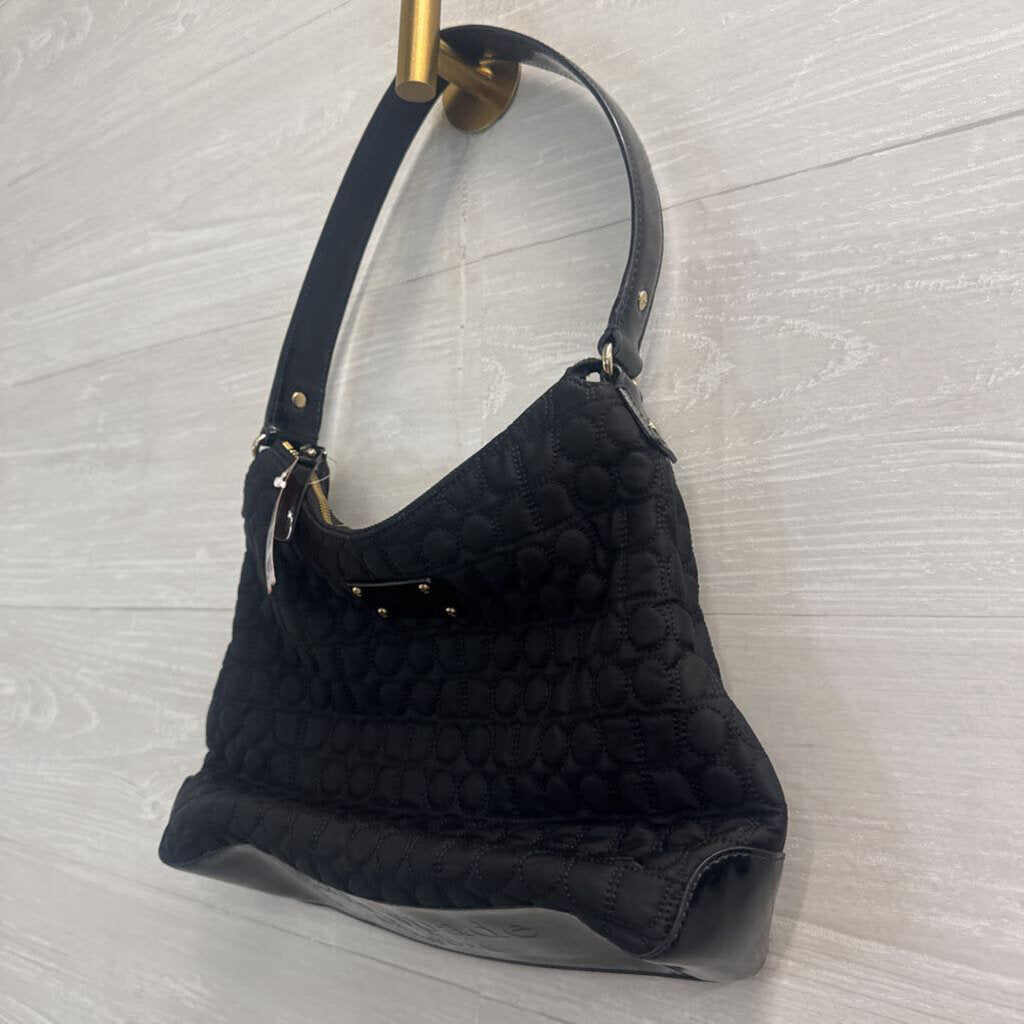 Kate Spade Black Quilted Noel Monogram Pattern Purse