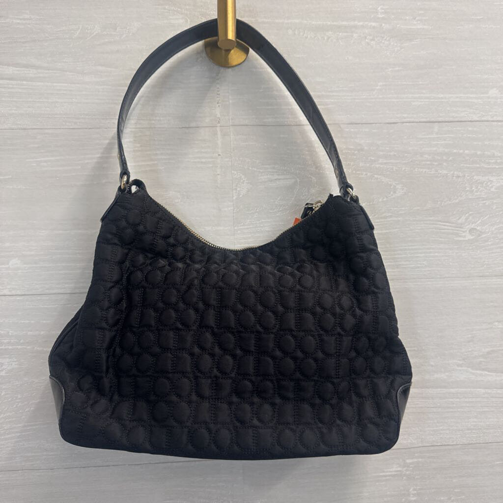 Kate Spade Black Quilted Noel Monogram Pattern Purse